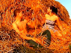 The soft hay makes a perfect bed for these horny teen lovers. They dont have any privacy...