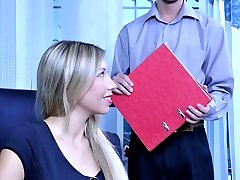 Strapon-armed office babe finds her an ass happy guy for a jolly anal ride