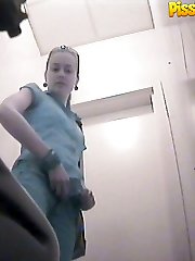 Sporty chick with hot ass takes a leak on spy cam