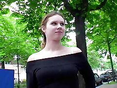 Cute German teen gets her bald and tight pussy smashed