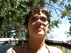 Short Hair College Chick Haileey James Pickup and Fuck by White Monster Meatpipe