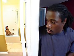 12 inch ebony cock facefuck big busty black milf babe in jacuzzi