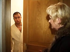 Mature plus-size blonde seduces her young French neighbor 