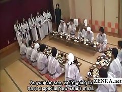 Subtitled Japanese mummies gang foreplay dining party