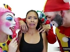 TwistedVisual.Com - Asian MILF Gang-fucked and Double Ravaged by Clowns