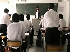 Busty Japanese teacher gets treated like a breezy by a gang o