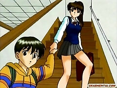 Busty anime self fapping in the shower