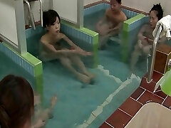 Japanese babes take a shower and get fingerblasted by a pervert stud