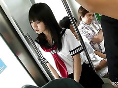 Public Gangbang in Bus - Asian Teenie get Fucked by many old Folks