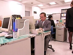 Asian office slut with gigantic innate tits pleases a coworker