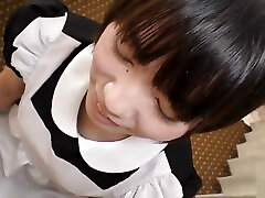 Black-haired Japanese beauty in maid cosplay, blow job and internal ejaculation after cum, uncensored. 2