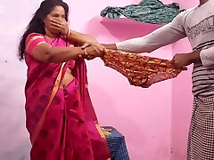 Aunty was arching down and reading something and I was toying with her underpants behind her and she saw that I had sex with her.
