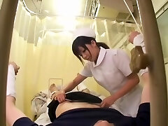 Asian nurse sucks a chisel and rides it in horny spycam video