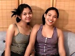 Two Asian teens and a successful cock