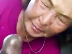 Asian Granny Sucks Ebony Cock In The Car