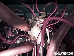 Asian Three Dimensional girl gets tentacle plumbed