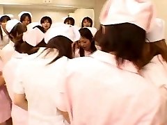 Japanese nurses enjoy fuck-fest on top
