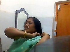 Indian Bengali Milf Aunty Changing Saree in Bathroom