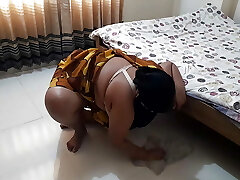 35 year elder Gujarati Maid gets stuck under couch while cleaning then A guy gives rough fuck from behind - Indian Hindi Sex