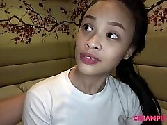 Shy Thai teen gets licked and fucked sans a condom