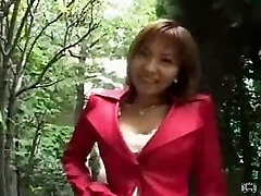 Japanese MILF uses a remote manage vibrator in public and blows