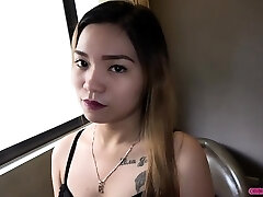 Chinese slut gets hefty creampie