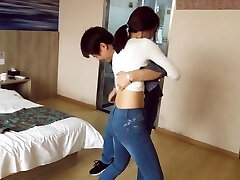 Chinese ballbust in tight denim