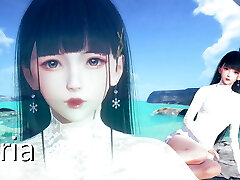 AI Shoujo Asian beauty Aria in realistic 3D animated Sixty Nine sex UNCENSORED