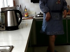Pervert Japanese wife spanked in kitchen