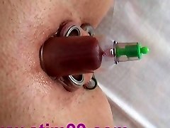 Pumping Clitoris Tied Restrain Bondage Pumped to Piercing Puffies