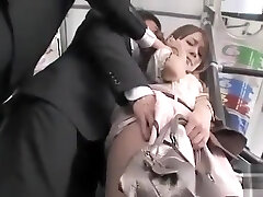 Japanese hotty in skirt and pantyhose groped on train