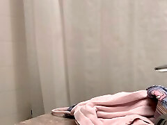 Sweaty Chinese teen Shaving gams in the shower after Gym - REAL SPYCAM part 1