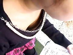 Candid public downblouse with cute Asian schoolgirl Candid public downblouse with cute Asian schoolgirl