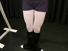 Ballet Stocking Torn Open During Lesson