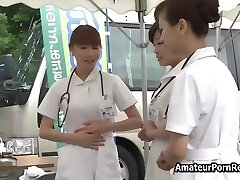 Asian Japanese Beauties Nurses Drilled By Clients In Hospital