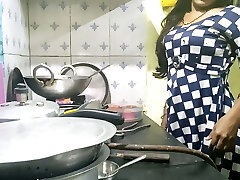 Indian bhabhi cooking in kitchen and plumbing brother-in-law