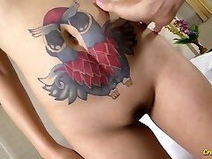 Naughty Thai nympho fingers her wet pussy before giving a uber-cute blowjob