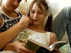Busty teen fucking on the parents bed