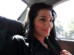 Picking up a mischievous transsexual breezy Camila Ramirez in the taxi