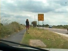 public cock flashes from she-male exhibitionist whore