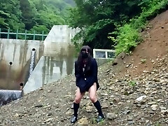 Adorable Transgender ejaculates lewdly as she uncovers herself at a dam deep in the mountains.