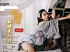 Chinese Girl with big beautiful tits fellates a big dick very deep and fucks doggy style with cum