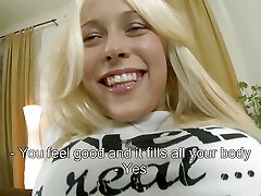 Amazing blonde German teen worships cum in her asshole