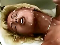 Old-school facial german blonde gets the cum in her eye