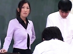Asian Teacher degraded and Cum covered by her Students