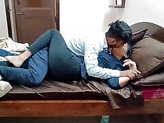 Indian muddy couple horny kissing and fucking home alone
