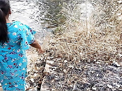 Super-steamy desi sexy girl having fun here with village bf taking bath on river.