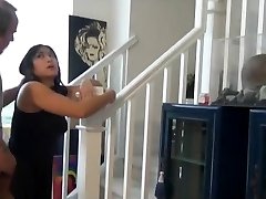 Plump asian nephew fuck and internal ejaculation on the stairs