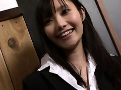 Asian brunette sucking hard on a gigantic dick