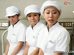 Asian nurses slurping cum out of loaded chisels in group